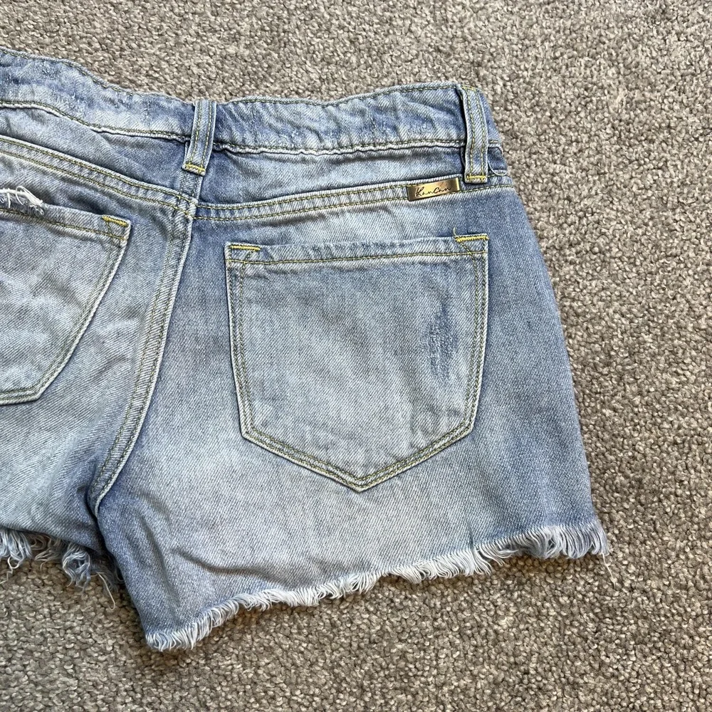 KanCan Denim Jean‎ Shorts Womens 1/24 Blue Distressed Ripped Frayed Hem Cutoff